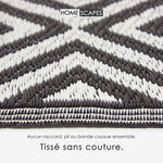 Tapis extérieur terrasse réversible - Tapis de jardin imperméable résistant UV - Géométrique - Noir - 119x186 cm - HOMESCAPES