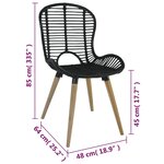 vidaXL Chaises à manger lot de 4 noir rotin naturel