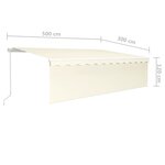 vidaXL Auvent rétractable manuel avec store 5x3 m Crème