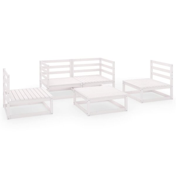 vidaXL Salon de jardin 5 Pièces Blanc Bois de pin massif