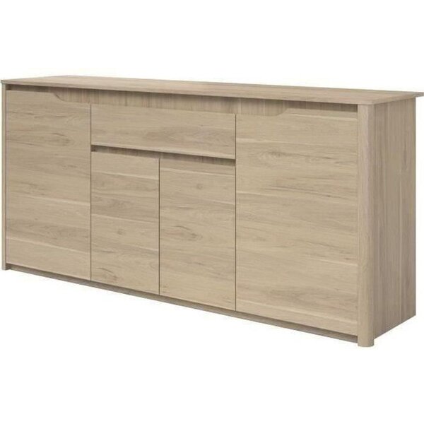 Buffet bas 4 portes + 1 tiroir - Panneaux de particules - chêne Dakota - Betty - 185 x 46 x 85 5 cm