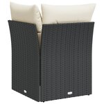 vidaXL Canapé d'angle de jardin avec coussins noir résine tressée