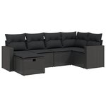 vidaXL Salon de jardin 6 Pièces avec coussins noir résine tressée
