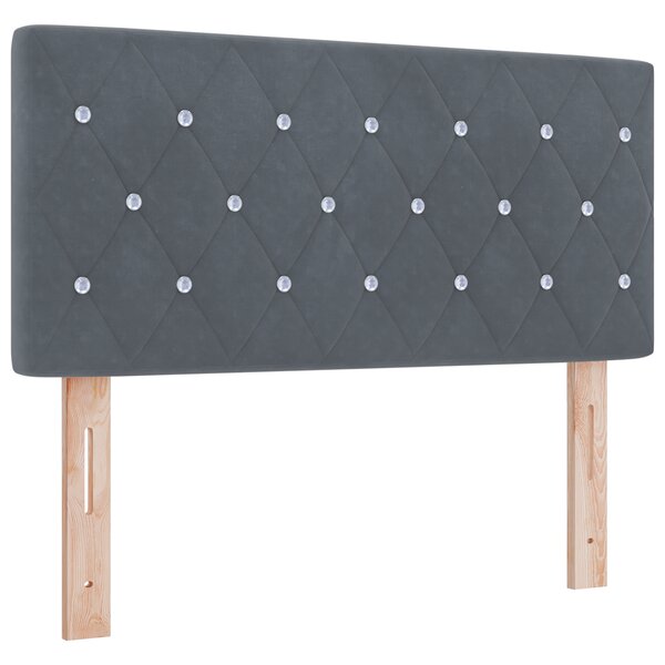vidaXL Tête de Lit LED à Boutons en Cristal Grise Foncé 90 cm Velours
