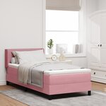 Lit Box Spring avec Matelas Rose 80x200 cm en Velours