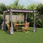 vidaXL Tonnelle avec rideaux 3x3 m Anthracite Acier