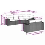 vidaXL Salon de jardin avec coussins 7 Pièces gris résine tressée