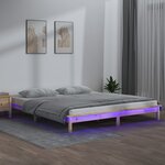 vidaXL Cadre de lit à LED sans matelas 135x190 cm bois massif
