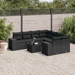 vidaXL Salon de jardin 9 Pièces avec coussins noir résine tressée