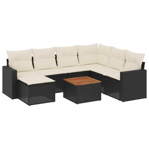vidaXL Salon de jardin 8 Pièces avec coussins noir résine tressée