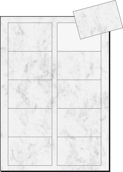 Cartes de visite 3C, 85 x 55 mm, 225 g/m2, marbre gris, 100 sur 10f SIGEL