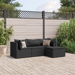 vidaXL Salon de jardin 4 Pièces avec coussins Noir Résine tressée
