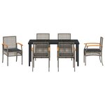 vidaXL Ensemble de salle à manger de jardin de 7 pièces avec coussins en gris poly rattan