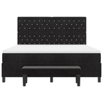 vidaXL Lit avec sommier  matelas & banc noir 180x200 cm en velours