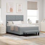 vidaXL Lit à ressort avec matelas et banc Gris clair 160x200 cm Tissu