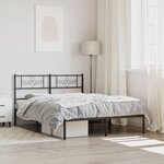 vidaXL Cadre de lit métal avec tête de lit noir 120x200 cm