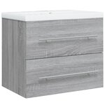 vidaXL Meuble lavabo avec bassin intégré Sonoma gris Bois d'ingénierie