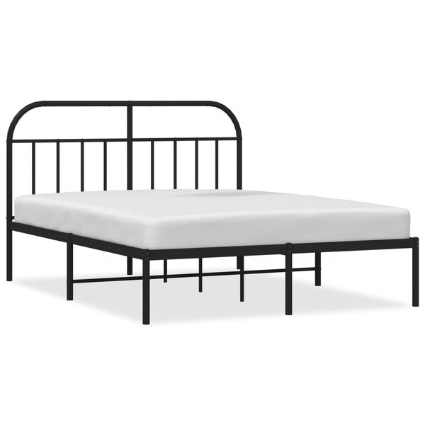 vidaXL Cadre de lit métal avec tête de lit noir 150x200 cm
