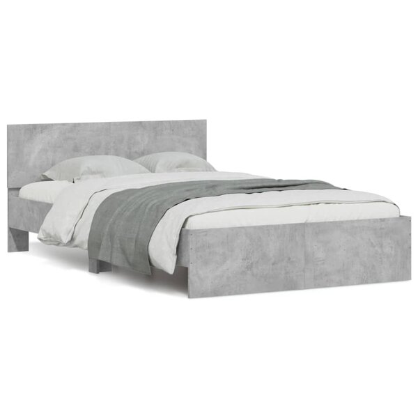 vidaXL Cadre de lit sans matelas gris béton 120x190 cm