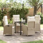 vidaXL Set de jardin de 5 pièces avec coussins Beige Poly Rattan