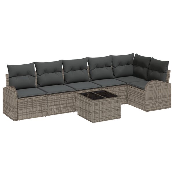 vidaXL Ensemble de Canapés de Jardin 6 Pièces avec Coussins Rattan Poly Noir