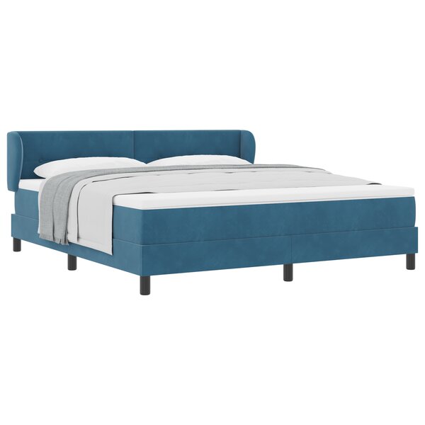 Lit à ressort vidaXL avec matelas bleu foncé 180x200 cm en velours