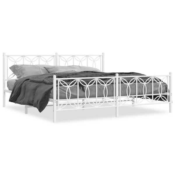 vidaXL Cadre de lit métal avec tête de lit/pied de lit blanc 193x203cm