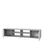 PILVI Meuble TV - Blanc et béton gris clair - L 180 x P 42 x H 37 cm