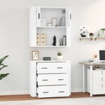 vidaXL Buffet haut Blanc Bois d'ingénierie