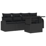Ensemble de Canapés de Jardin 5 Pièces avec Coussins Noir Poly Rattan