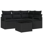 Ensemble de Canapé Jardin vidaXL 5 Pièces avec Coussins Beige Rattan Poly