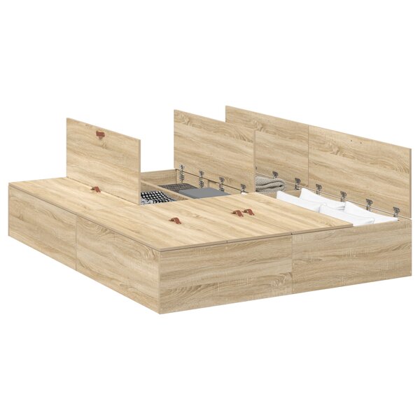 vidaXL Cadre de lit de rangement en chêne Sonoma 140x200 cm