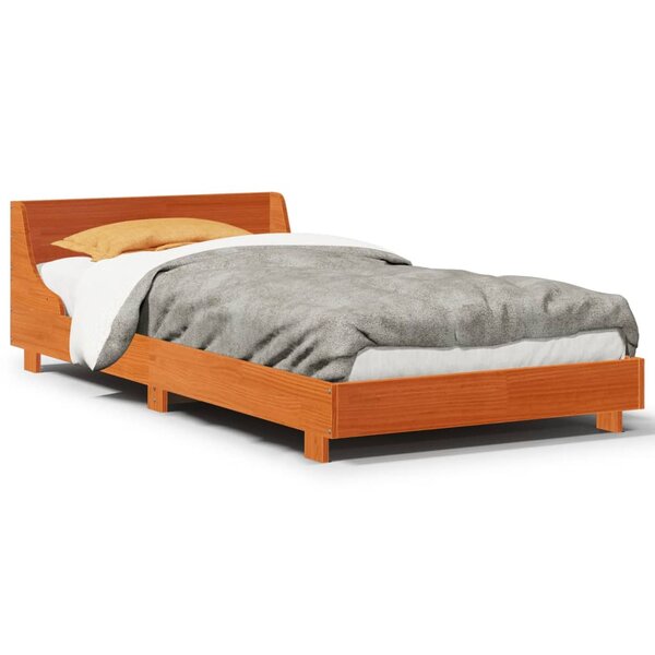 vidaXL Cadre de lit sans matelas cire marron 90x190 cm bois pin massif