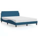 vidaXL Cadre de lit avec tête de lit bleu 140x190 cm velours
