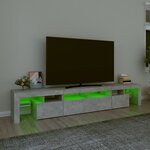 vidaXL Meuble TV avec lumières LED Gris béton 230x36 5x40 cm