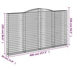 vidaXL Paniers à gabions arqués 8 Pièces 400x30x220/240 cm Fer galvanisé