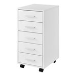 Caisson à roulettes mobile avec 5 tiroirs en MDF 63 cm blanc 03_0001245
