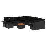 vidaXL Salon de jardin 12 Pièces avec coussins noir résine tressée