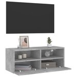 vidaXL Meuble TV mural gris béton 80x30x30 cm bois d'ingénierie