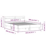 vidaXL Cadre de lit avec LED sans matelas chêne fumé 140x200 cm