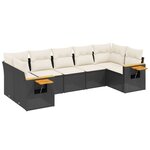 vidaXL Salon de jardin 7 Pièces avec coussins noir résine tressée