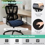 Chaise de direction chaise de bureau ergonomique et réglable en hauteur dossier en maille respirante support lombaire appui-tête et accoudoirs noir 20_0005289