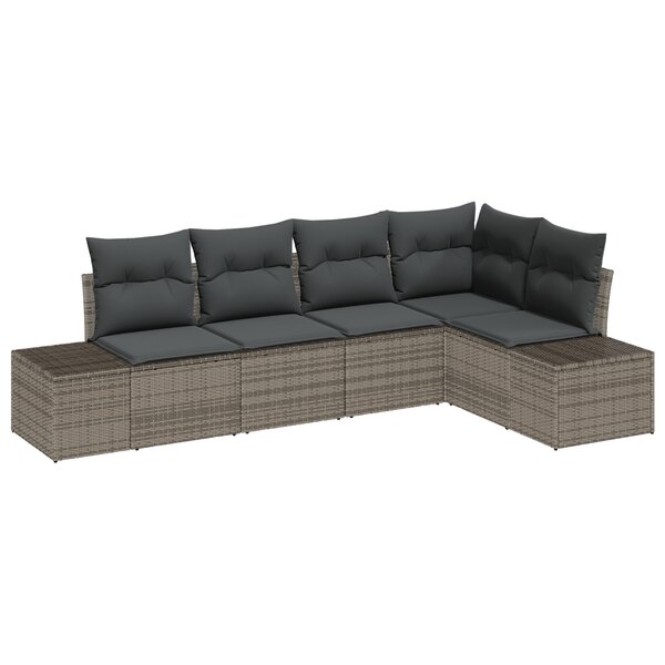 vidaXL Ensemble de canapés de jardin 5 pièces avec coussins gris en rotin synthétique