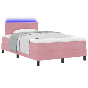 Lit à Ressorts VidaXL avec Matelas & LED Rose 120x200 cm Velours