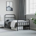 vidaXL Cadre de lit métal sans matelas avec pied de lit noir 90x190 cm