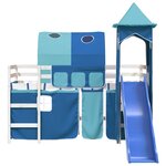 vidaXL Lit mezzanine enfants avec tour bleu 90x200 cm bois pin massif