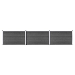 vidaXL Ensemble de panneau de clôture WPC 526x105 cm Noir