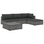 vidaXL Salon de jardin 5 Pièces avec coussins résine tressée gris