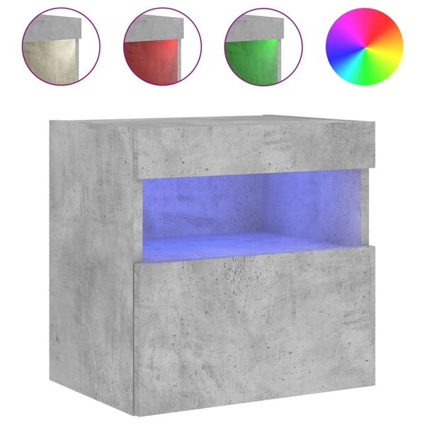 vidaXL Meuble TV mural avec lumières LED gris béton 40x30x40 cm