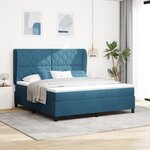 Literie Box Spring vidaXL avec matelas bleu foncé 180x200 cm en velours